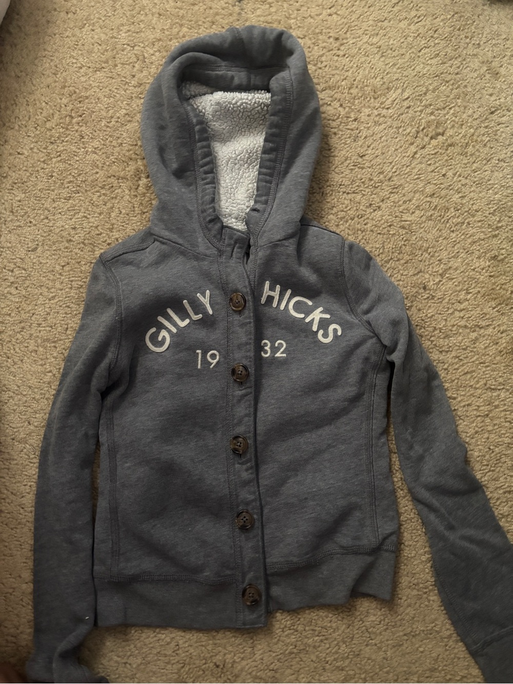Gilly Hicks Gray Hooded Button-Up Jacket